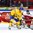 HELSINKI, FINLAND - DECEMBER 30: Sweden's Rasmus Asplund #18 controls the puck with pressure from Denmark's Mathias Lassen #5 in front of Thomas Lillie #31 during preliminary round action at the 2016 IIHF World Junior Championship. (Photo by Matt Zambonin/HHOF-IIHF Images)

